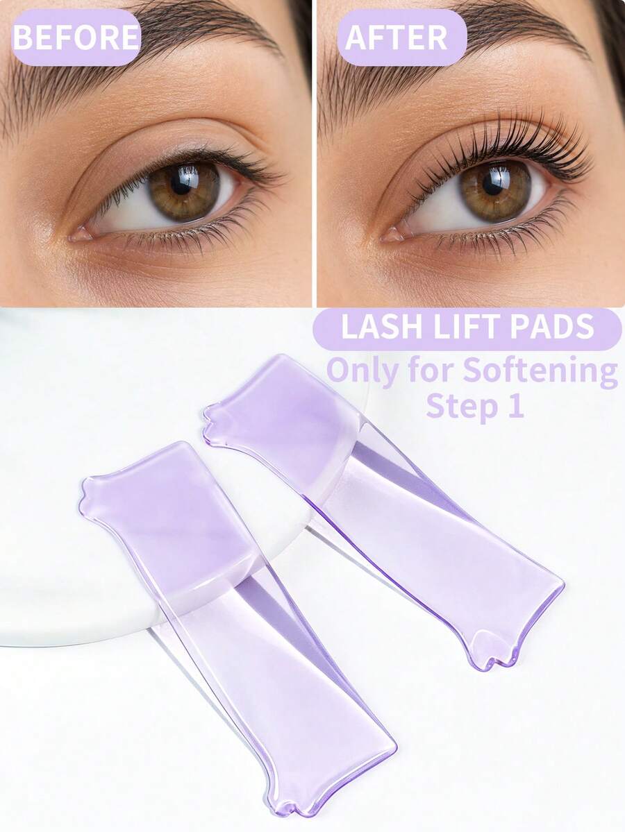 Lomansa 2pcs Eyelash Curling Rods & Softening Pads, For Eyelash Lift, Super Soft & Comfortable, Reusable - Multicolor - View 1