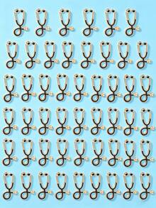 10/20/30/40/50pcs Creative Stethoscope Shaped Personalized Brooch, High Fidelity Craftsmanship, Suitable For White Coat, Nurse Uniform, Commuter Bag, Adds Professional Atmosphere, Unique Gift For Healthcare Workers - Black - View 3
