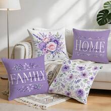 4pcs/1pc Floral & Text Pattern Pillow Covers, Single-Sided Printed Pillow Covers, Suitable For Living Room, Bedroom, Home Decor, All-Season Pillow Covers - Multicolor - View 8