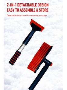 1pc 2-In-1 Detachable Telescopic Car Snow Brush With Ice Scraper And Stainless Steel Handle, 60-80cm Adjustable Windshield Frost Scraper, 360° Rotating Snow Removal Tool, Suitable For Cars, SUVs And Trucks, Winter Car Cleaning Accessory - A - View 9