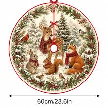 1件雪地動物圖案聖誕樹裙，優雅配色節日裝飾，5種尺寸，中性節日禮物，適用於居家與派對聖誕家居裝飾 - 雪地動物 - 查看 11