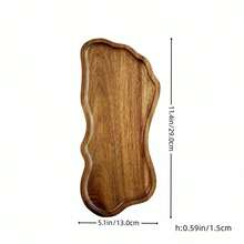 Wavy Acacia Wood Charcuterie Board, Asymmetrical Wooden Cheese Board Snack Tray, Stackable Food Serving Platter, Multipurpose Fruit Bread Display Tray, Suitable For Picnic Camping Party, Home Kitchen Dining Accessory, Used For Cheese Snacks Coffee Tea - View 7