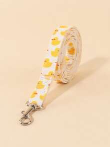 Lightweight And Comfortable Handmade Pet Leash, Yellow Duck Print, With Sturdy Metal Buckle, Suitable For Walking Dogs And Cats, Happy Dog Pet Accessories, Not Suitable For Large Dogs - Yellow - View 1