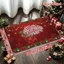 1/2/3pcs Christmas Theme Kitchen Rug, Flannel Kitchen Rug Comfortable Soft Absorbent Non-Slip Machine Washable With Non-Slip Backing Multi-Functional Home Floor Mat Suitable For Entrance Living Room Bedroom Kitchen Dining Room Bathroom Laundry Room Patio Hallway Christmas Holiday Decoration Home Decor - Multicolor - View 12