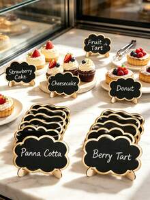 10/20pcs Mini Cloud Shaped Chalkboard Signs With Wooden Stand, Reusable Blank Message Label Tags, Erasable Tabletop Place Cards For Bakery Dessert Display, Buffet, Party, Wedding, Food Price Marking Decoration - Multiple Styles - View 9