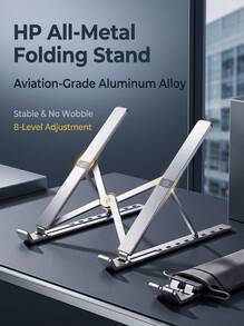 HP ZJ20 Portable Foldable Laptop Stand Vertical Computer Support Bracket Aluminum Alloy Heat Dissipation Stand 6-Level Adjustable Height Base Lightweight Storage Universal For Office And Home - View 1