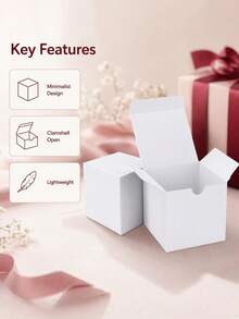 1/5/10/30pcs | 4x4x4 Inch Gift Box, Small Gift Box; Black/White/Kraft Color With Lid Kraft Paper Box, Suitable For Party Favors, Decor Storage, Bridesmaid Invitation Gift Box, Scented Candle Packaging Box; Fits Halloween Decoration, Birthday Setup, Wedding, Party Decoration, Autumn Theme Gift Packaging And More - White - View 4