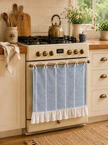 Country Style Oven Door Curtain, Bohemian Kitchen Stove Handle Cover With Lace Bow And Ruffle Edge, Multiple Colors Available, Farmhouse Kitchen Home Decor, Suitable For Home Kitchen Cabinet Decoration, Rustic Appliance Dust Cover - Multicolor - View 12