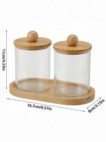 Clear Plastic Cotton Swab Storage Box Set (With Bamboo Lids) And Bamboo Tray (2 Pieces Set) – Suitable For Cotton Swabs, Cotton Balls, And Cotton Pads - Multicolor - View 9