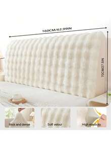 1pc Plush Headboard Cover, Soft Winter Dust-Proof Warm Headboard Protector, Decorative Headboard Cover - White - View 14