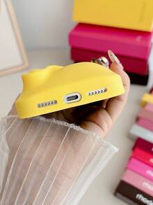 1PC Minimalist Silicone Creative Phone Case With Lipstick Holder Compatible With Apple 16/15/14/13 Pro Max/12 Solid Color Full Coverage Anti-Drop Soft Shell 17/17 Air/17 Pro/17 Pro Max, Compatible With Iphone 18 Pro Max 18 Pro Smartphone Protective Case (Lipstick Not Included) - Yellow - View 6