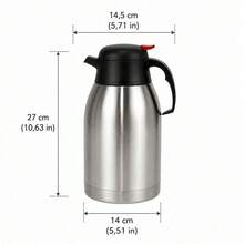 2L Stainless Steel Thermal Coffee Carafe, Double Wall Vacuum Insulated Pot With Push Button Lid And Ergonomic Handle For Long Heat Retention - Silver - View 9