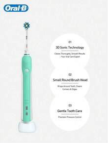 Oral-B Pro600 3D Electric Toothbrush Intelligent Pressure Control 2-Minute Timer 30-Second Interval Reminder IPX7 Waterproof - Multicolor - View 6
