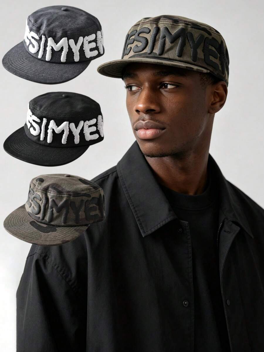1pc European & American New Style 3D Printed Letter Flat Top Baseball Cap, Hip Hop Flat Brim Baseball Cap Unisex - A - View 1