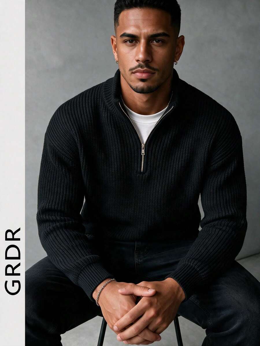 GRDR Men's Autumn/Winter Casual Long Sleeve Knit Sweater