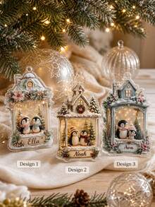 1pc Customized Penguin Acrylic Pendant, Personalized Winter Souvenir, Flat Printed Realistic Snowflake Ball Decoration, Holiday Home Window Decor, 2026 Christmas Tree Ornament, Christmas Gift - Multicolor - View 4