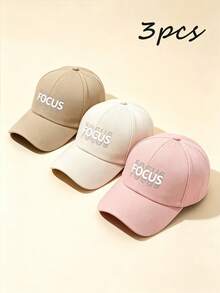 1/3件中性印花「FOCUS」棒球帽，可調節遮陽帽，透氣卡車帽，適合運動/日常/街頭風/旅行/夏季 - 彩色 - 查看 11
