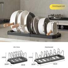1 buah Rak Penyimpanan Panci & Wajan Stainless Steel dengan Organizer Tutup Tarik, Penggunaan Sepanjang Musim, Muat di Bawah Kabinet, Rak yang Dapat Diatur, Cocok untuk Lemari Dapur dan Peralatan Memanggang - MultiWarna - View 10