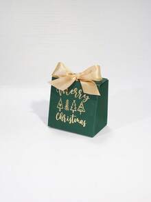 5Pcs Merry Christmas Mini Gift Bags With Satin Ribbon Bows, Metallic Tree And Festive Lettering Print, Red Green Or White Paper Packaging For Jewelry, Small Presents, Secret Santa Gifts, Stocking Stuffers And Holiday Party Favors - 7X5X7cm - View 15
