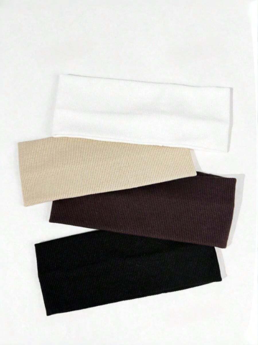 Set 4 buah Bando Lebar Minimalis Warna Polos untuk Wanita, 4 Warna Karet Rambut Elastis, Anti Selip untuk Bepergian, Olahraga, Mencuci Muka, dan Merias Wajah - MultiWarna - View 1