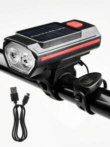X-TIGER Super Bright Bicycle Front & Rear Light Set, Designed For Night Riding, USB Rechargeable IPX4 Waterproof Bicycle Front Headlight (With Horn) And Rear Tail Light, Bicycle Lighting Electronic Accessories Set - Multicolor - View 10