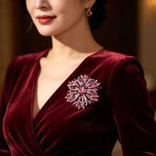 1pc Luxury Fashion Floral Brooch Women Elegant Exaggerated Flower Brooch Accessory Party Pin - Violet Purple - View 5