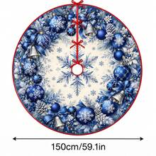 1pc Blue Snowflake Pattern Christmas Tree Skirt, Elegant Color Holiday Decor, 5 Sizes, Unisex Holiday Gift, Suitable For Home And Party Christmas Home Decoration - Snowflake Color Ball - View 11