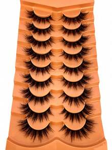 9 Pairs False Eyelashes Makeup Set, Soft Fluffy 3D Faux Mink Lashes, Thickened Handmade Curled Synthetic Mink Lashes, Natural Dense Tray Packed False Eyelashes - Black - View 5