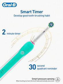 Oral-B Pro600 3D Electric Toothbrush Intelligent Pressure Control 2-Minute Timer 30-Second Interval Reminder IPX7 Waterproof - Multicolor - View 3