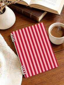 Campus Style Minimalist Striped Notebook, Red And White Striped Cover Student Writing Office Record Diary - Red And White Striped Notebook, Ideal Choice For Back To School Supplies And Learning Supplies - Perfect Gift For Students - Exquisite Storage And Planning Notebook Decorated With Striped Theme - Very Suitable For Daily Use And Organization. Striped Pattern Randomly Cut - Multicolor - View 4