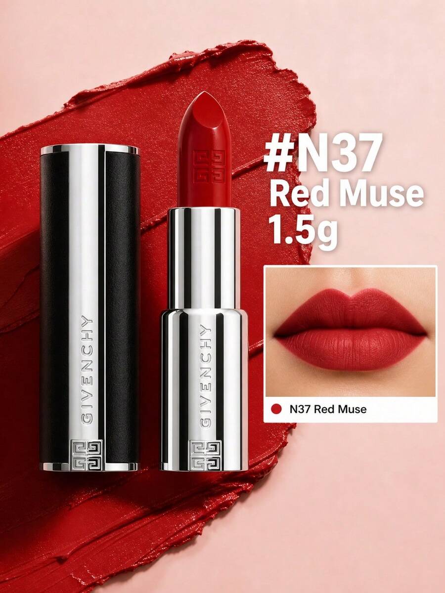 Sampel Lipstik Givenchy Le Rouge Interdit N37 1,5g, Lipstik Matte Kelas Atas, Nuansa Merah-Cokelat Klasik, Mencerahkan Kulit Wajah, Ringkas dan Portabel, Cocok untuk Perjalanan, Pesta, dan Riasan Ulang - Kulit domba N37-1.5g - View 1