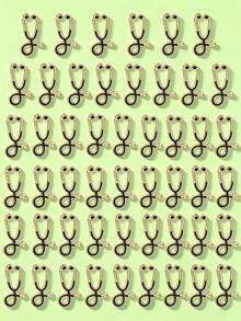 10/20/30/40/50pcs Creative Stethoscope Shaped Personalized Brooch, High Fidelity Craftsmanship, Suitable For White Coat, Nurse Uniform, Commuter Bag, Adds Professional Atmosphere, Unique Gift For Healthcare Workers - Black - View 6