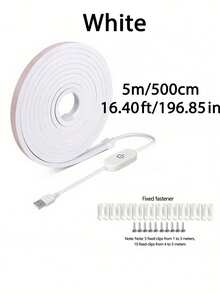 1pc USB Powered LED Neon Light Strip, Touch Dimmable Ultra-Thin Flexible Neon Rope Light, Soft Warm White/White Touch Switch Light, Suitable For Bedroom, Kitchen, Cabinet, Staircase Indoor Decoration - Neon - View 13