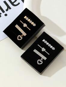3pcs/Set Shiny Diamond Small Heart Glossy Decorative Fashion Zinc Alloy Ring Decor, Suitable For Silicone Watch Bands 38/40/41/42/44/45/49mm - Gold - View 2