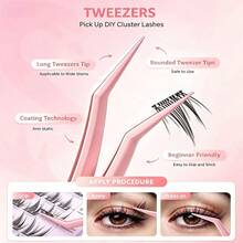 2pcs Stainless Steel Curved Elbow - Flat Head Craft Tweezers, Precision Tweezers, Suitable For Eyelash Extensions DIY, Eyebrows, Facial Hair, Ingrown Hair, Nail Art, Handmade Tweezers - Innovation - View 2