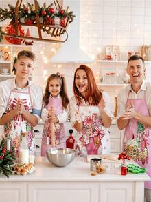 2/4 buah Celemek Natal, Tema Natal Merah Muda, Cocok untuk Memasak di Dapur, Kehidupan Rumah Tangga, Festival, dan Pesta. Ini juga merupakan hadiah yang bagus untuk diberikan kepada teman. - MultiWarna - View 2