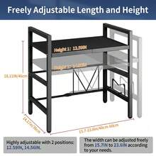Expandable Kitchen Storage Rack 42-64cm, Microwave Shelf Organizer, Moisture-Proof & Rust-Proof Metal Frame, Countertop Cabinet Utility Shelf For Cookware & Tableware, Black - Black - View 4