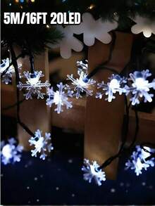5M/7M/12M Solar Snowflake String Lights, Outdoor Waterproof Light String, 8 Lighting Modes,20/50/100 LED Fairy Light String,Gardens,Courtyards,Gatherings,Parties,Weddings,Christmas Trees,Houses,Balconies,Pavilions,Christmas Decorations,Seasonal Decor - Solar Christmas Snowflake Light - View 16