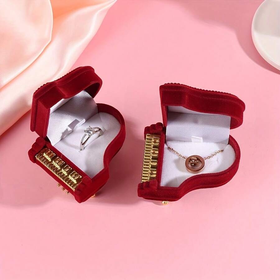 Classical Piano Shaped Jewelry Box, Suitable For Valentine's Day, Wedding And Other Important Occasions Gift Box - Ring Box, Necklace Box, Earring Box, Jewelry Box - Multicolor - View 1