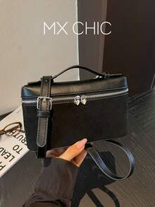 New Hand-Held Box Bag, Minimalist Style Shoulder Crossbody Bag - Black - View 1