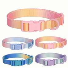 Adjustable Soft Nylon Pet Collar For Small, Medium And Large Dogs - Fashionable Color Block, Stylish And - Multicolor - View 9