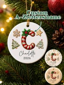 Custom Large Christmas Initial Hanging Decor, Holiday Cookie Letter Wall Hanging Decoration, Personalized Name Tree Pendant, Suitable For Holiday Home Decor, Custom 2026 Gift For Family And Friends, Customizable A-Z Christmas Decoration, Room Decor, Commemorative Gift, Family Gift - Style C - View 1