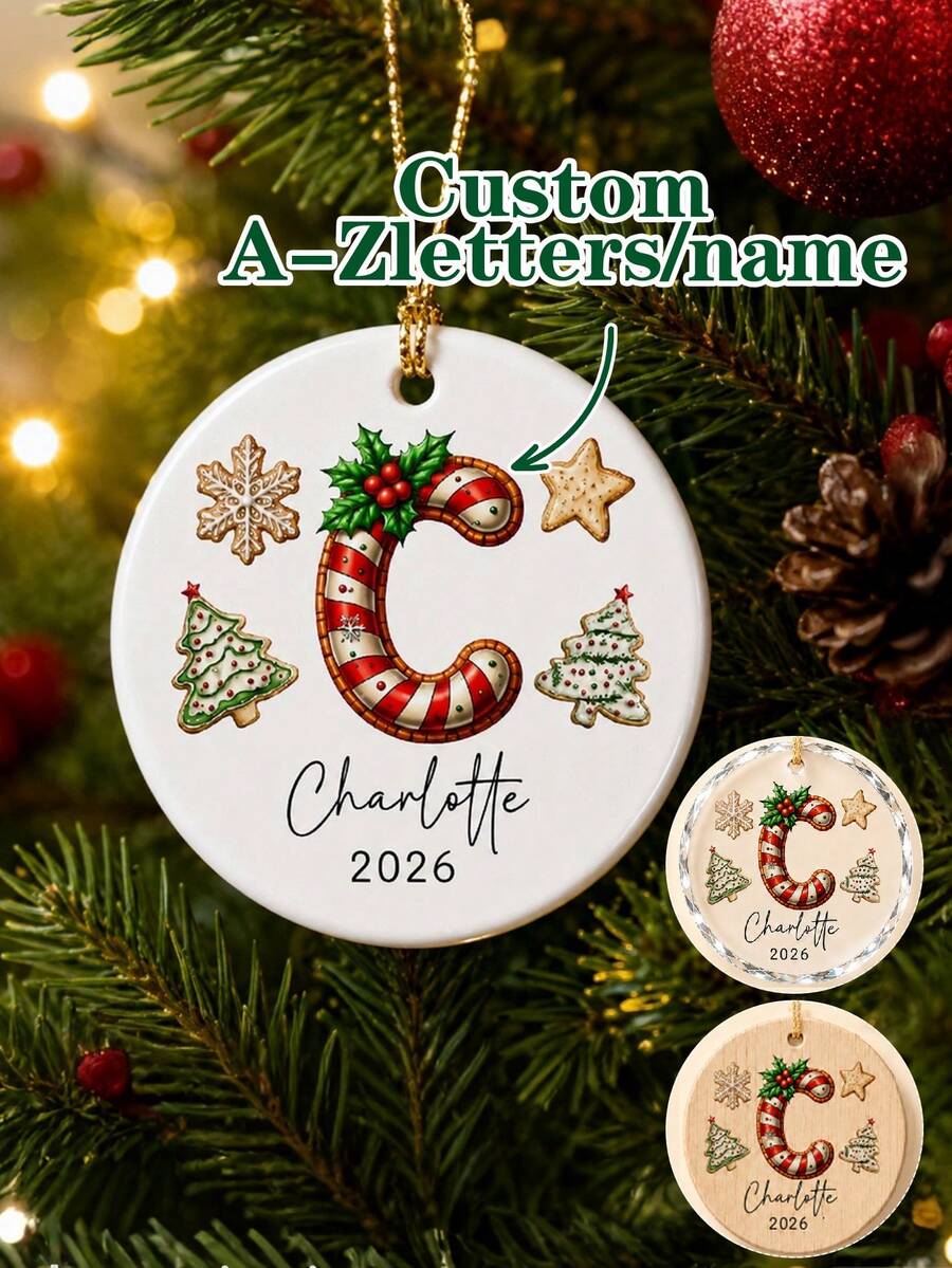 Custom Large Christmas Initial Hanging Decor, Holiday Cookie Letter Wall Hanging Decoration, Personalized Name Tree Pendant, Suitable For Holiday Home Decor, Custom 2026 Gift For Family And Friends, Customizable A-Z Christmas Decoration, Room Decor, Commemorative Gift, Family Gift - Style C - View 1