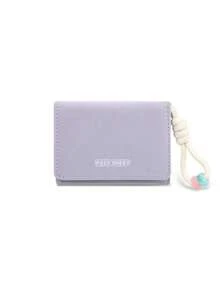 Portofel Dama Portofel Femei, Minimalist Korean Trifold Wallet, Short PU Leather Purse With Cute Beaded Rope Strap - Multicolor - View 10