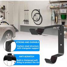 Solid Steel Wall‑Mounted Bike Storage Hook, Bicycle Wheel Hanger Bracket With Soft Anti‑Scratch Pad For Spare Tire Storage - 1pc - View 3