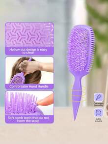 3PCS Hair Styling Brush Set, Curly Hair Detangling Brush, Wide Tooth Comb, Sectioning Tail Comb & Edge Brush Kit For Daily Hair Care, Wavy Curl Styling - Multi-color 3PC - View 5