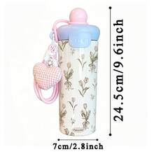 1PC 600ML Stylish Floral, Simple Floral, Heart Bow Pattern Stainless Steel Cup, Double-Use Coffee Cup, Portable Straw Cup, Lanyard , Suitable For Office, Home, Gift Recommendation, Coffee/Milk/Tea - Multicolor - View 11