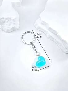 1pc Handmade Glow-In-The-Dark Colorful Heart Keychain, Cute Heart Keyring Pendant, Creative Holiday Gift Souvenir For Lovers And Friends, Creative Gift For Girlfriend, Holiday Gift, Phone And Car Key Ring, Creative Small Gift For Events - Multicolor - View 11