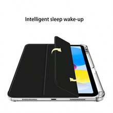 Tri-Fold Tablet Protective Case, Compatible With Honor Pad X8a, Matte Texture, Smart Sleep/Wake, Pen Slot, Full Coverage Anti-Drop, Tab M11 Protective Case, MatePad Protective Case, Compatible With Huawei MatePad SE 11-Inch, Pad2/Pad SE 11-Inch Tablet Protective Case, Compatible With IPad 10th Generation Tablet Protective Case, A16 Protective Case - Black - View 3