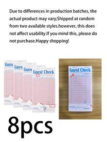 1/4/8 Pack Pink Customer Checkout Bill Pads, Suitable For Waiters/Waitresses, Server Notebooks, Restaurant Bill Paper, 50 Sheets Per Pad, Total 200 Sheets, Horizontal/Vertical Layout, Suitable For Time Tracking, Accounting, Inventory Management And Event Planning - Multicolor - View 12